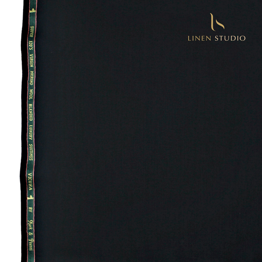 120's Merino Wool Vicuna by Mark & Peanni - Black Plain - Linen Studio