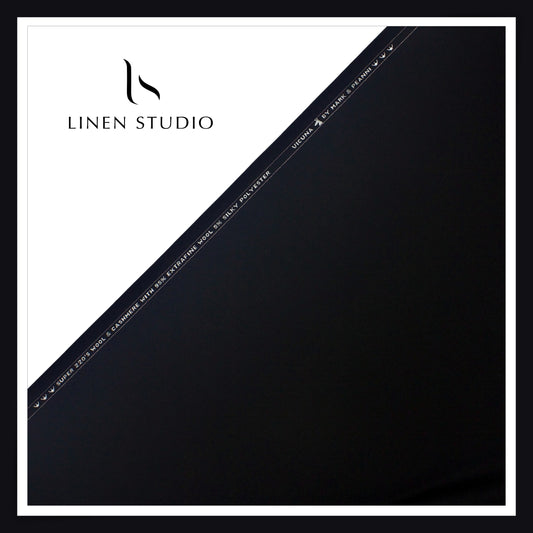 220's Wool & Cashmere Super Luxury Suiting by Mark & Peanni - Carbon Black (NEW) (HIGHEST QUALITY)