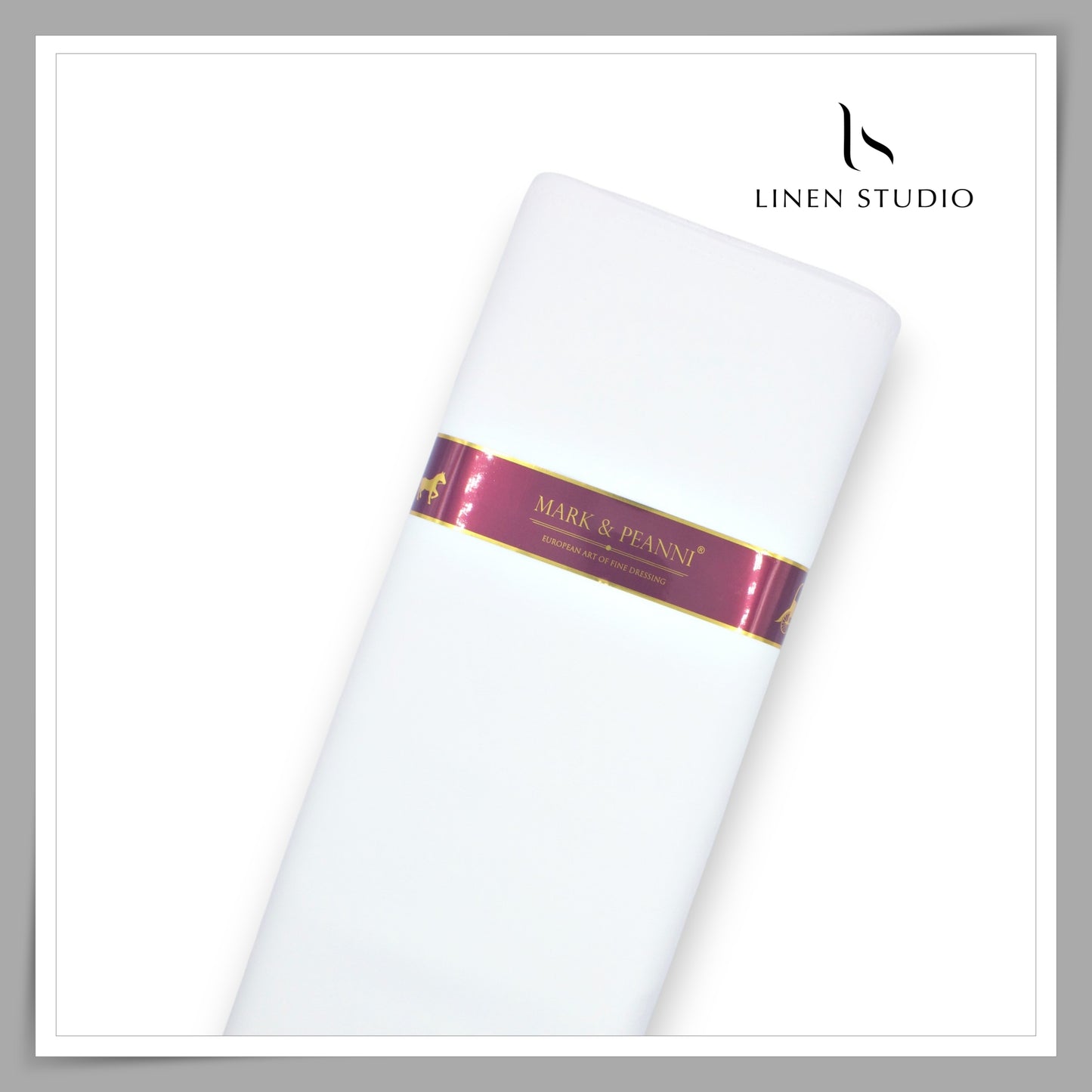 Premium Self Striped Lachka Wrinkle Free Suiting by M&P - Bright White (NEW) (ZOOM IN)