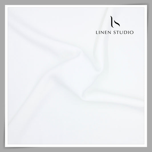 Premium Self Striped Lachka Wrinkle Free Suiting by M&P - Bright White (NEW) (ZOOM IN)