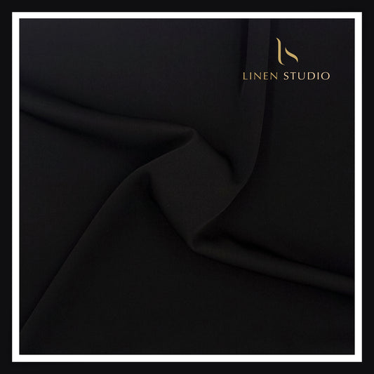 Premium Self Striped Lachka Wrinkle Free Suiting by M&P - Pitch Black (NEW) (ZOOM IN)