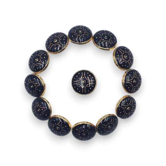 Textured Dark Blue Enamel Designer Metal Buttons - 4