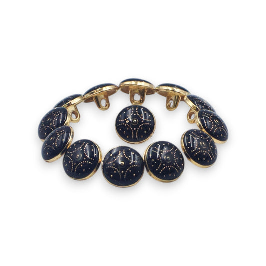 Textured Dark Blue Enamel Designer Metal Buttons - 4