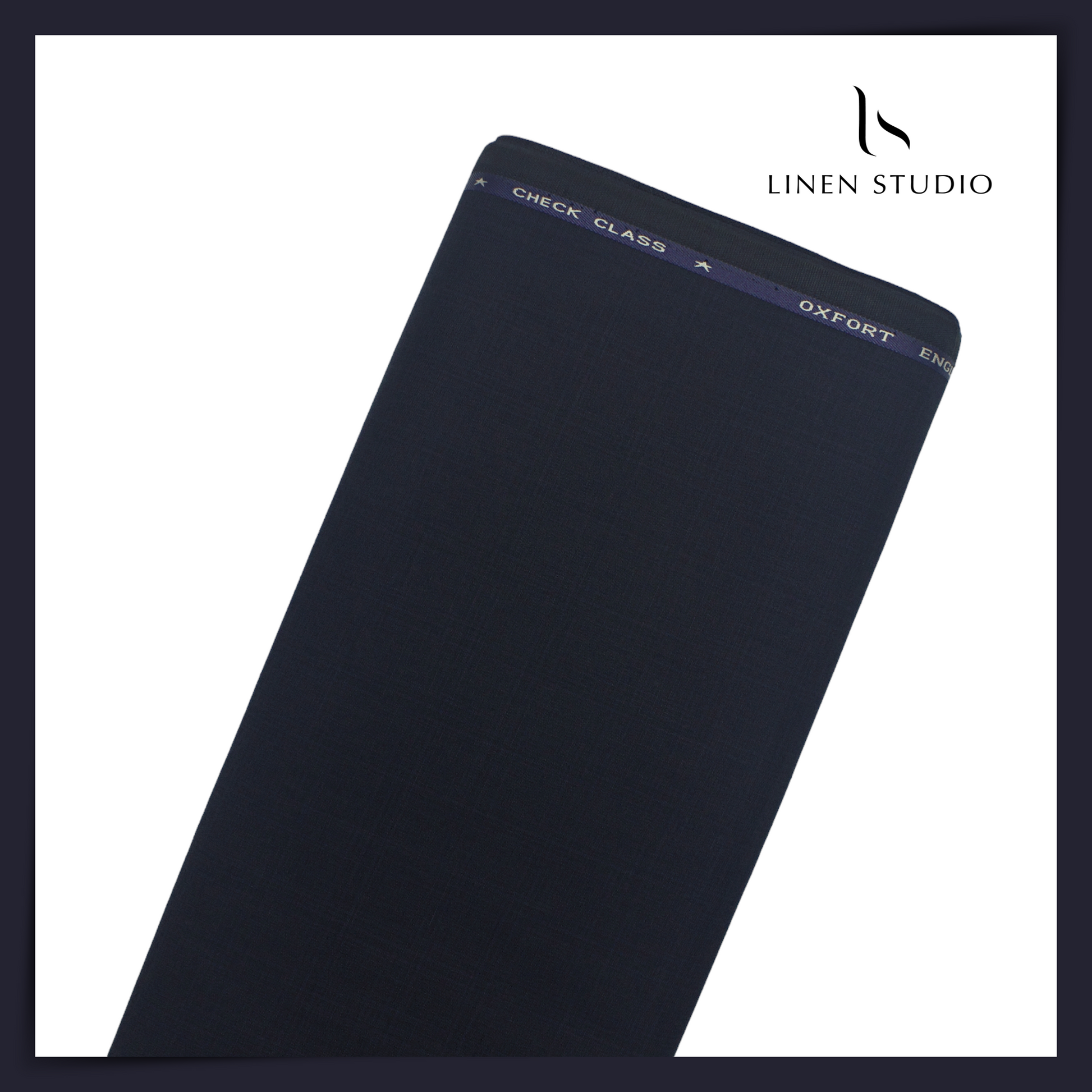 Oxfort England Suiting Checks - Navy Blue - Linen Studio