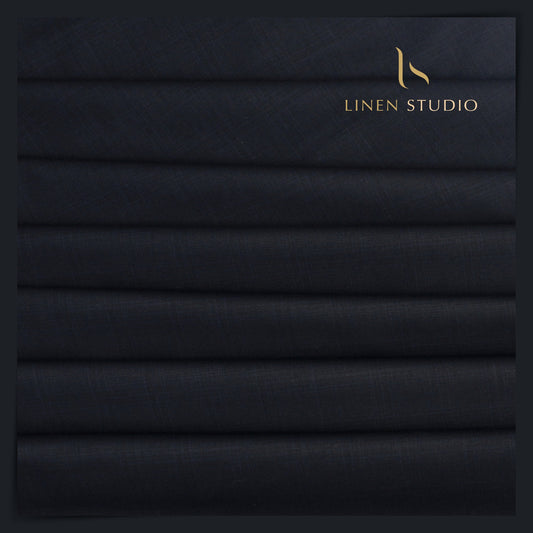Oxfort England Suiting Checks - Navy Blue - Linen Studio
