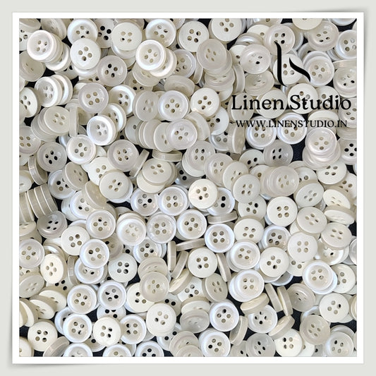 Round Rim 4 Hole White Shirt Buttons - P03 SG008 18L