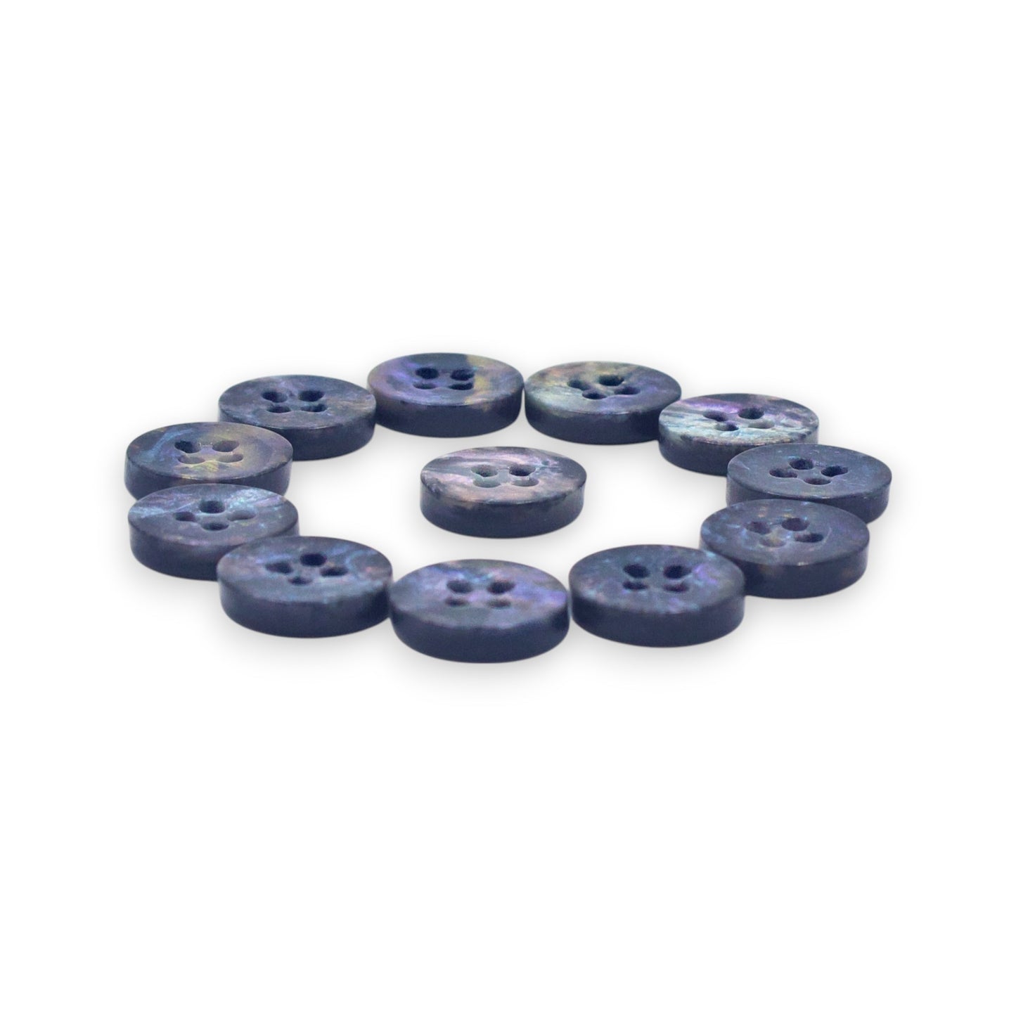 Round Rim 4 Hole Dark Grey Holographic Colour Fancy Shirt Buttons