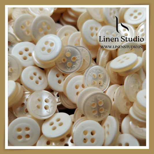Round Rim 4 Hole White Shirt Buttons - P254L SG009 18L