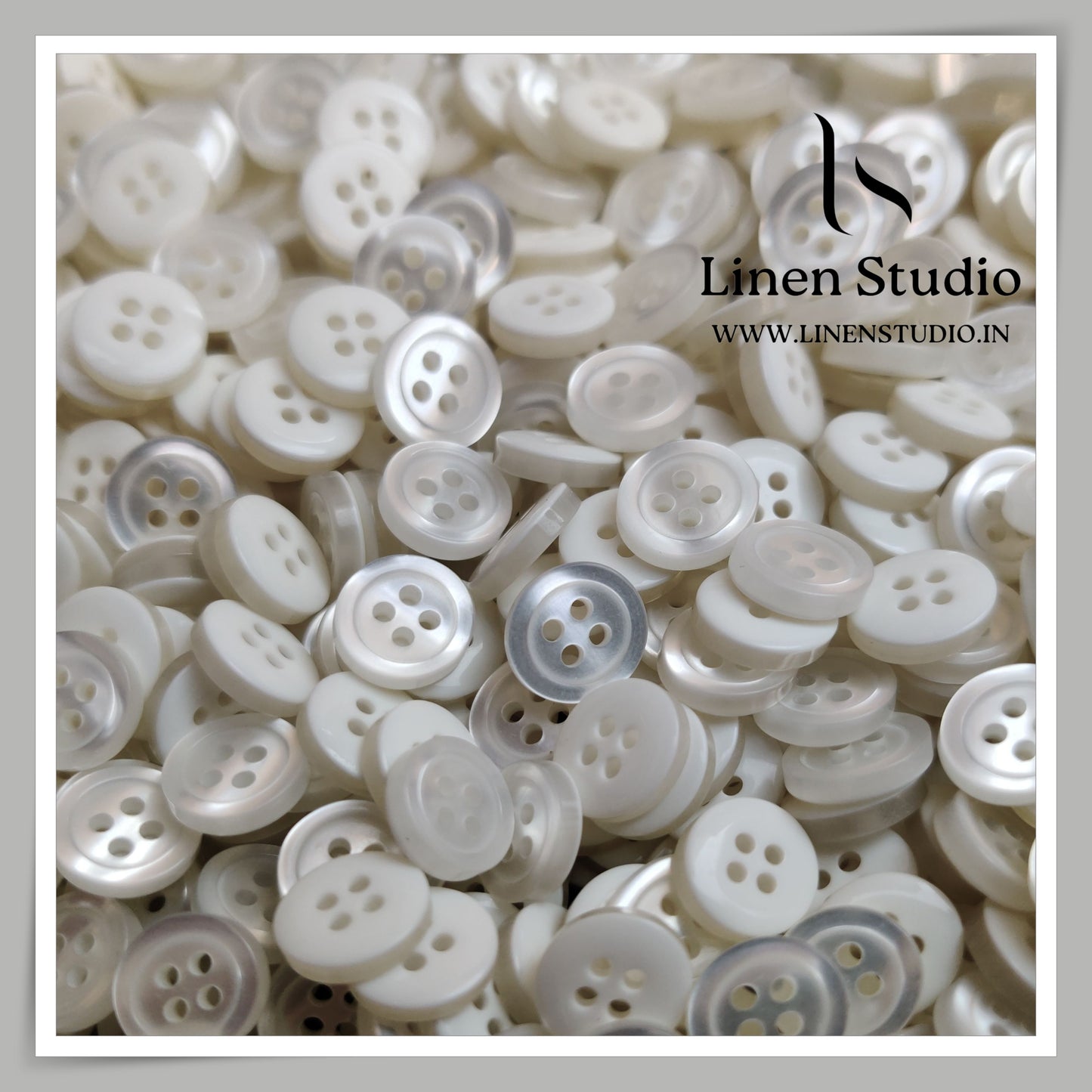 Round Rim 4 Hole White Shirt Buttons - P254 Lead free SG008 18L