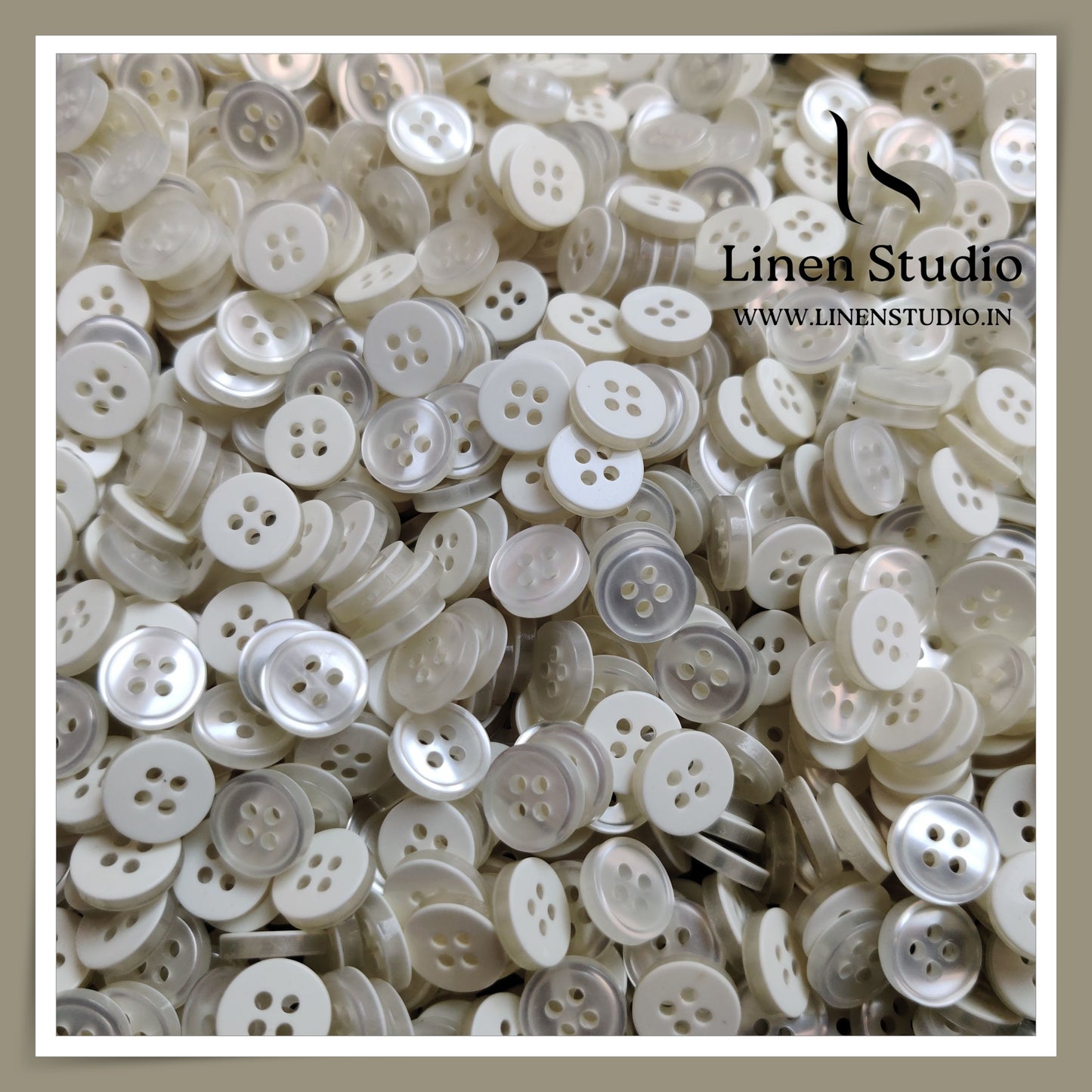 Round Rim 4 Hole White Shirt Buttons - P254 Lead free SG020 18L