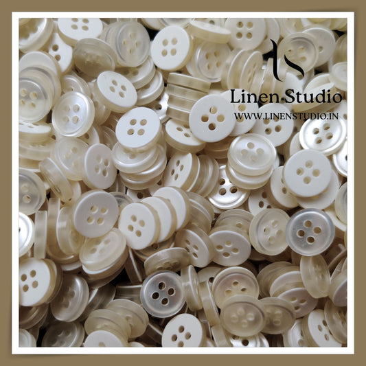 Round Rim 4 Hole White Shirt Buttons - P254 SG015 18L