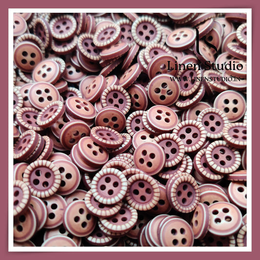 Round Rim 4 Hole Wood Imitation Shirt Buttons - P33F 18L(3)