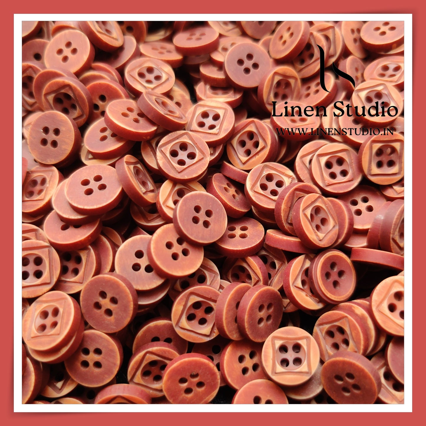 Round Rim 4 Hole Wood Imitation Shirt Buttons - P33F 18L(4)