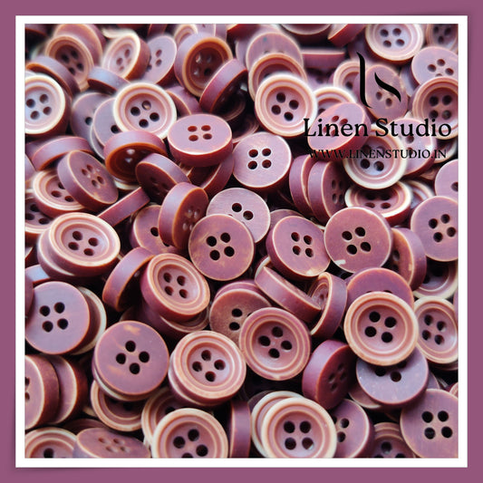 Round Rim 4 Hole Wood Imitation Shirt Buttons - P33F 18L(5)
