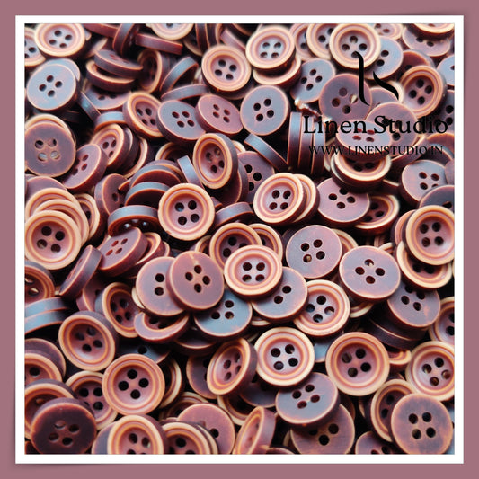 Round Rim 4 Hole Wood Imitation Shirt Buttons - P33F 18L(7)