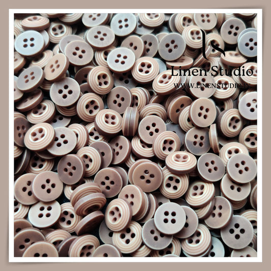 Round Rim 4 Hole Wood Imitation Shirt Buttons - P33F 18L(8)