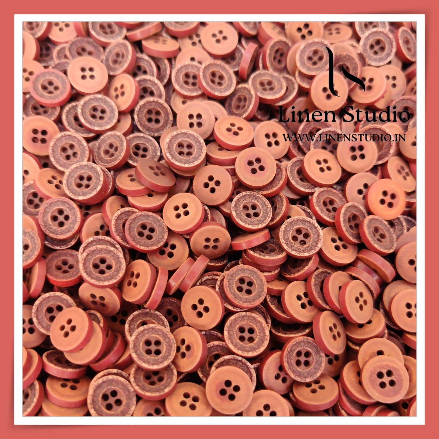 Round Rim 4 Hole Wood Imitation Shirt Buttons - P33F SG018 18L