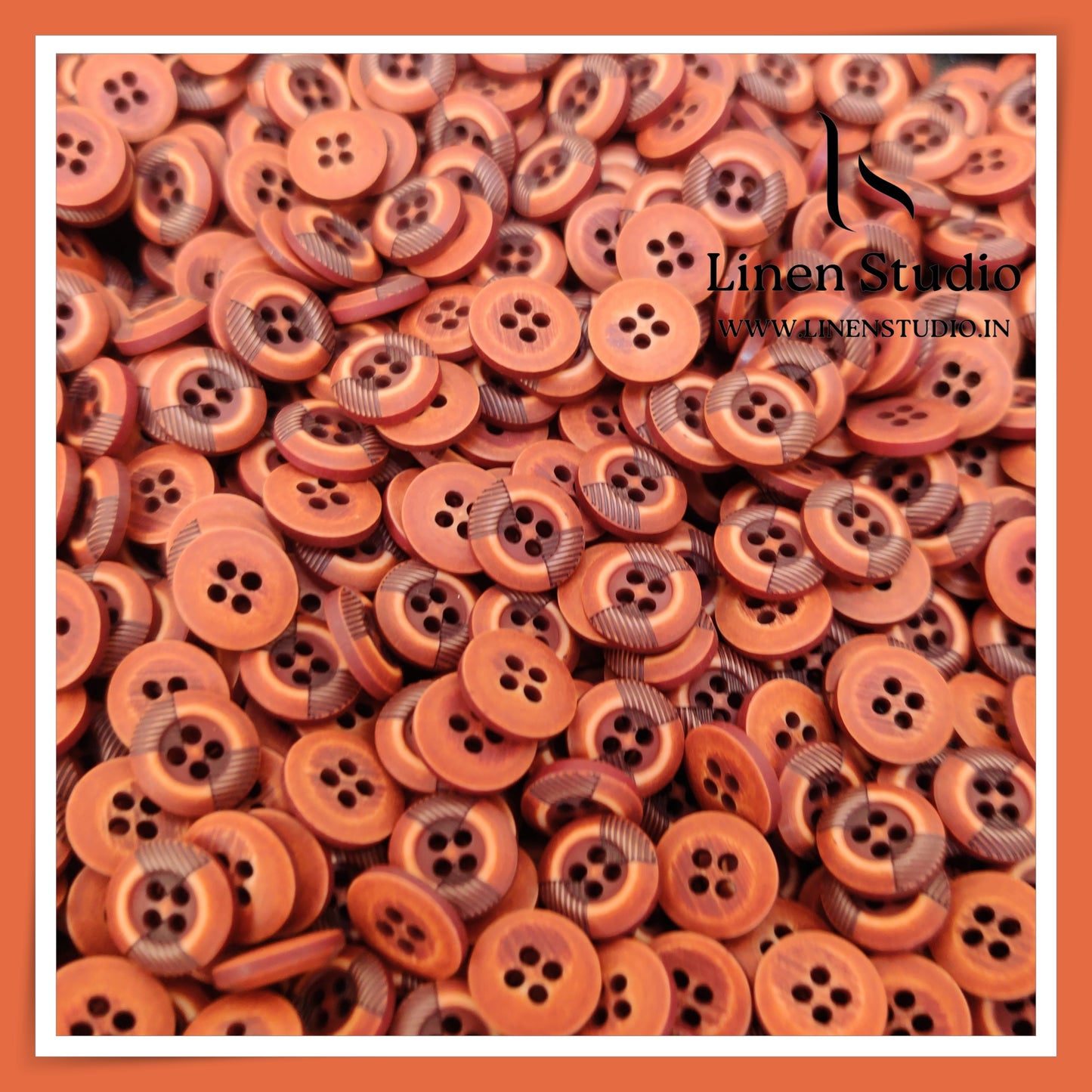 Round Rim 4 Hole Wood Imitation Shirt Buttons - P33F SG019 18L