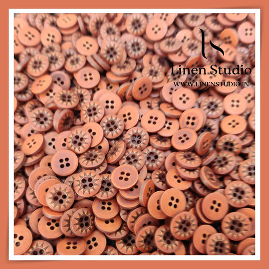 Round Rim 4 Hole Wood Imitation Shirt Buttons - P33F SG021 18L