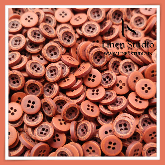 Round Rim 4 Hole Wood Imitation Shirt Buttons - P33F SG024 18L