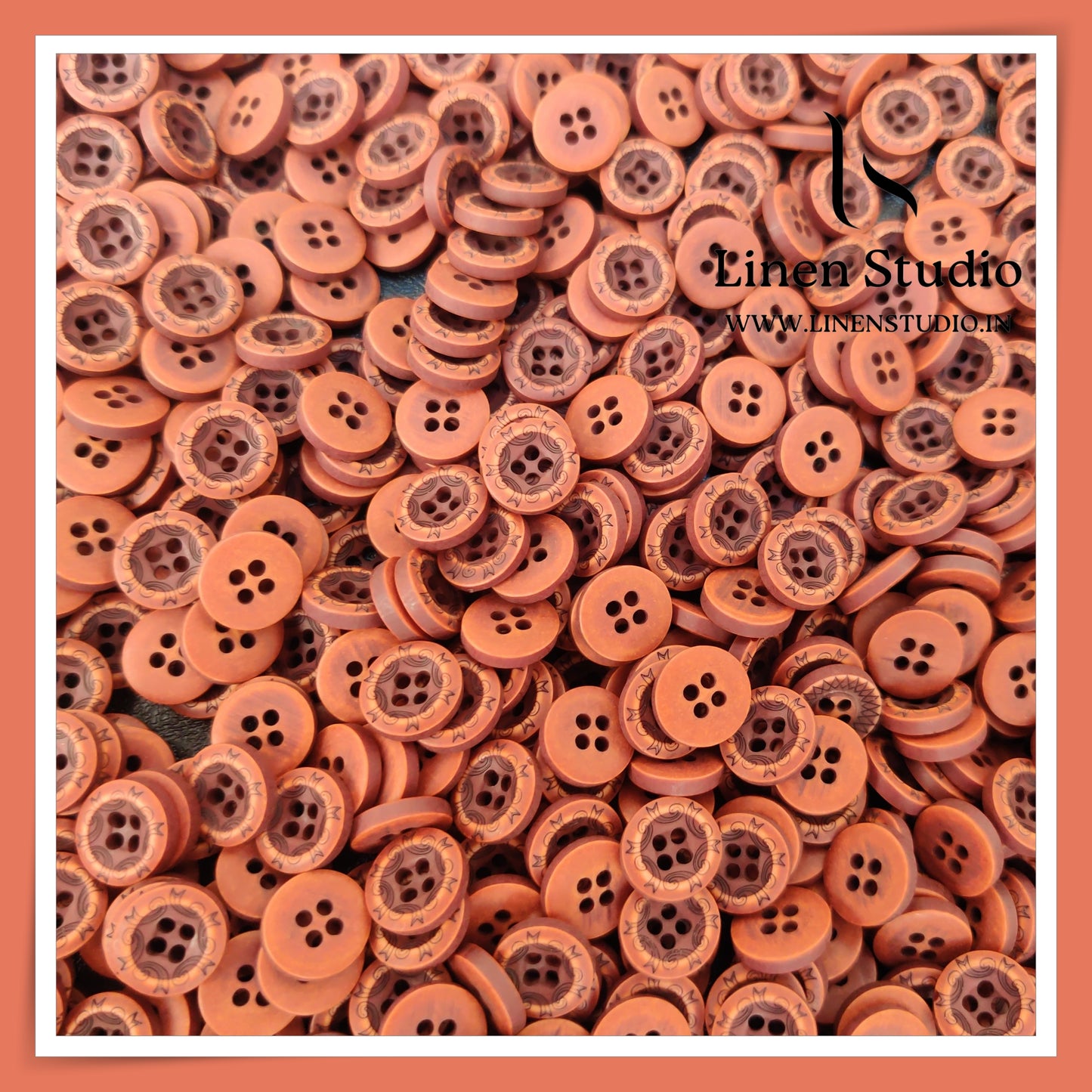 Round Rim 4 Hole Wood Imitation Shirt Buttons - P33F SG024 18L(1)