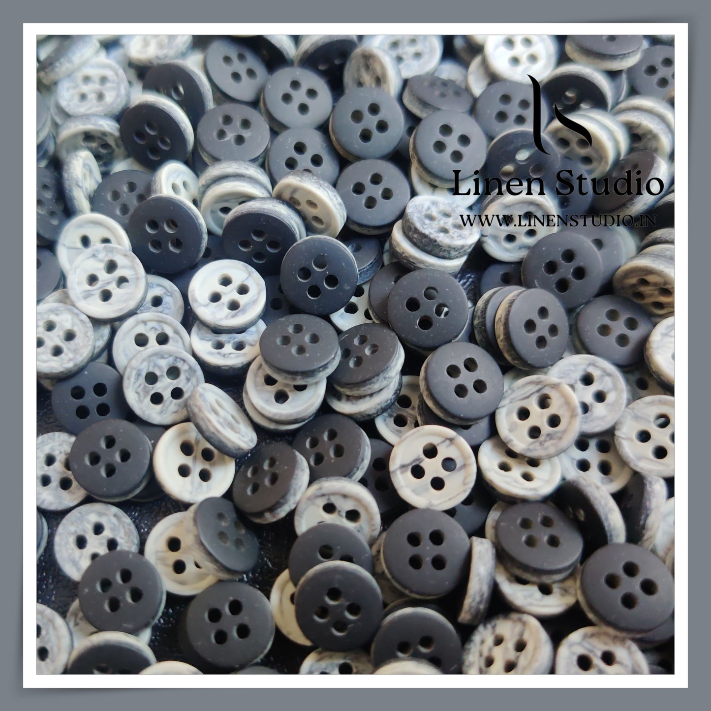 Round Rim 4 Hole Marble Shirt Buttons - P34A SG021 14L