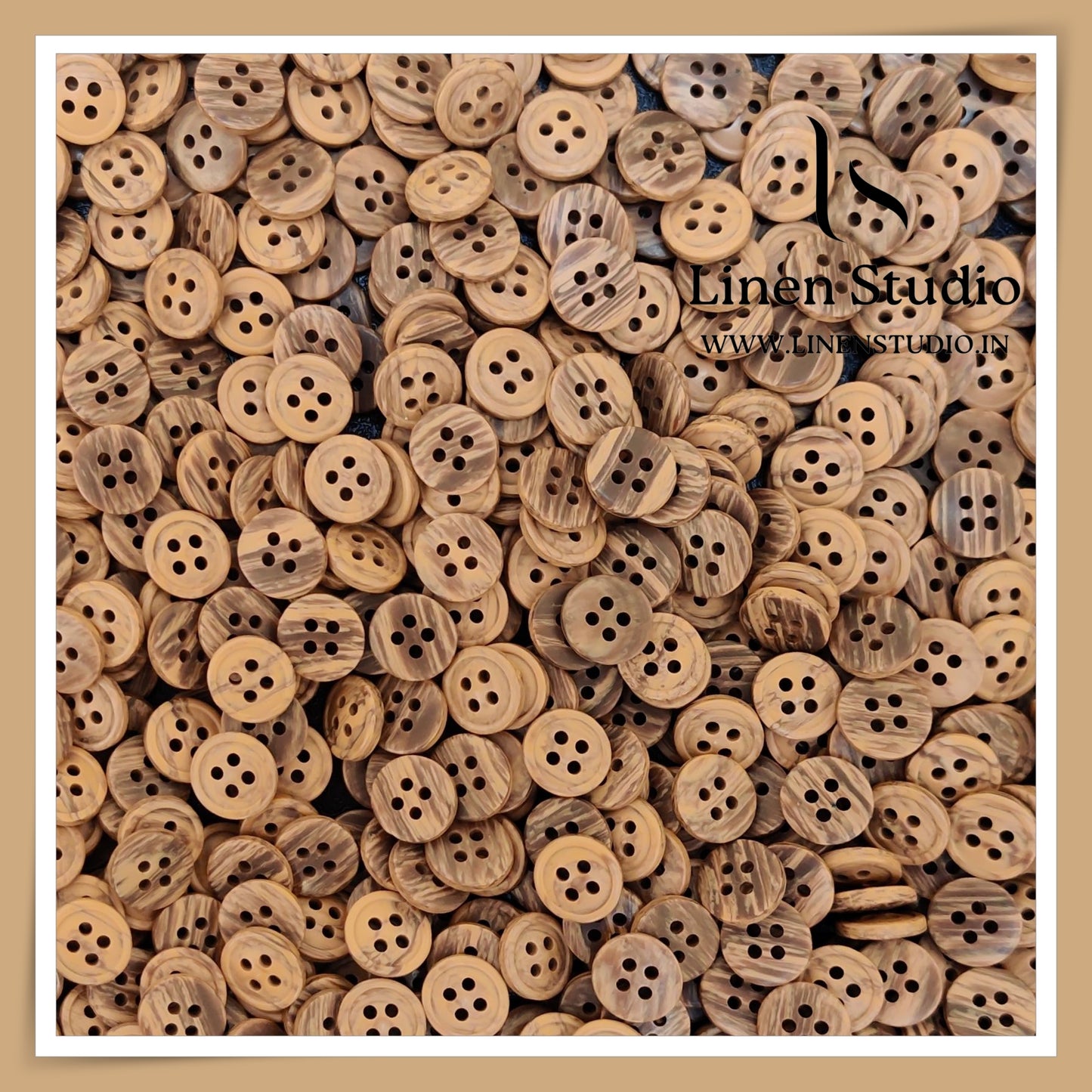Round Rim 4 Hole Wood Imitation Shirt Buttons - P34F SG006 18L