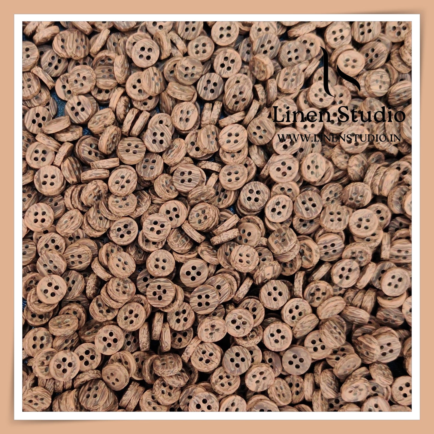 Round Rim 4 Hole Wood Imitation Shirt Buttons - P34F SG007 14L