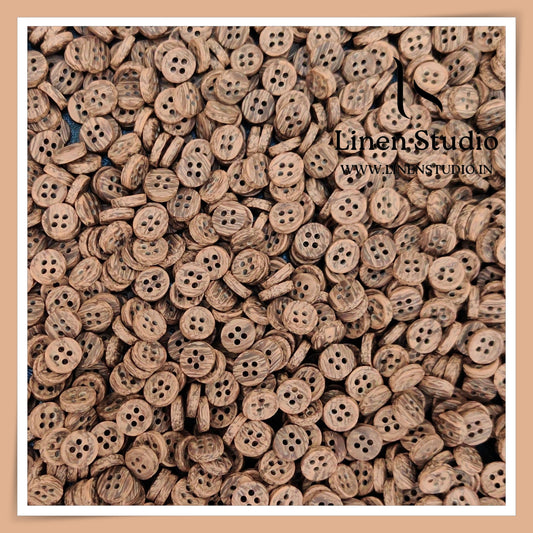 Round Rim 4 Hole Wood Imitation Shirt Buttons - P34F SG007 14L
