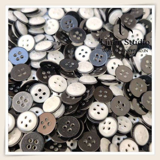 Round Rim 4 Hole Twin Colour Shirt Buttons - P34F SG008 18L