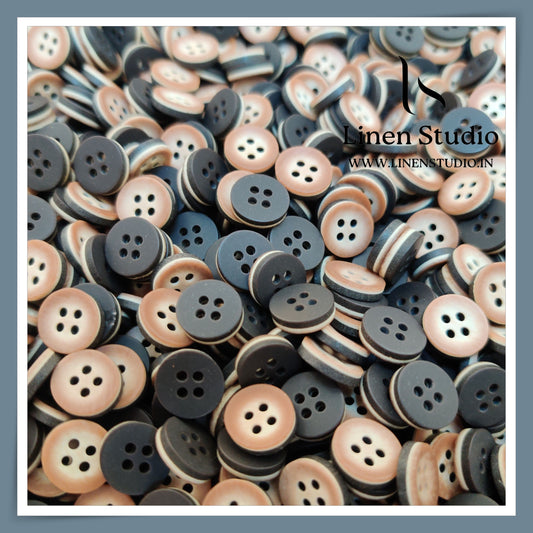Round Rim 4 Hole Wood Imitation Shirt Buttons - P34F SG012 18L