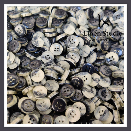 Round Rim 4 Hole Marble Shirt Buttons - P34F SG026 16L