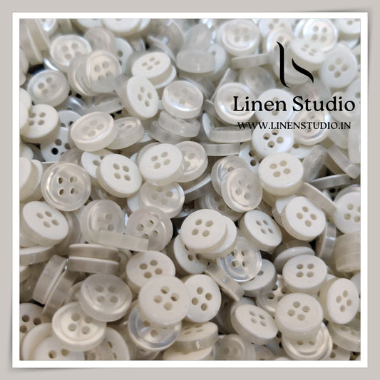Round Rim 4 Hole White Shirt Buttons - P34G SG011 16L