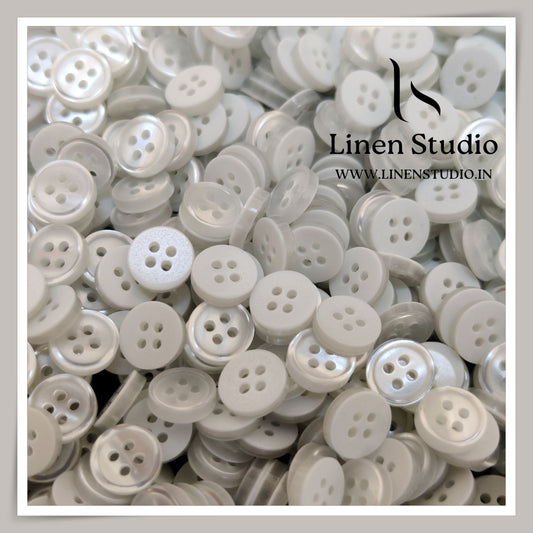 Round Rim 4 Hole White Shirt Buttons - P34G SG018 16L