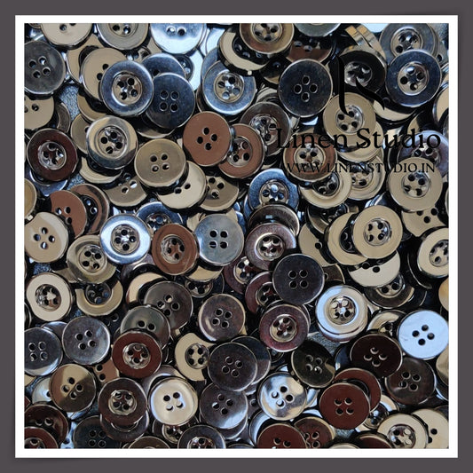 Round Rim 4 Hole Single Tone Shirt Buttons - P34G SG022 24L