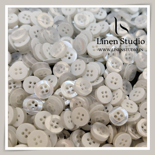 Round Rim 4 Hole White Shirt Buttons - P34G SG031 16L