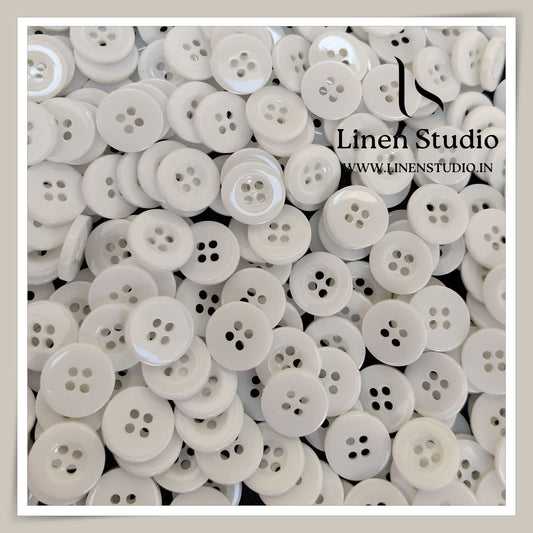 Round Rim 4 Hole White Shirt Buttons - P34G SG037 24L