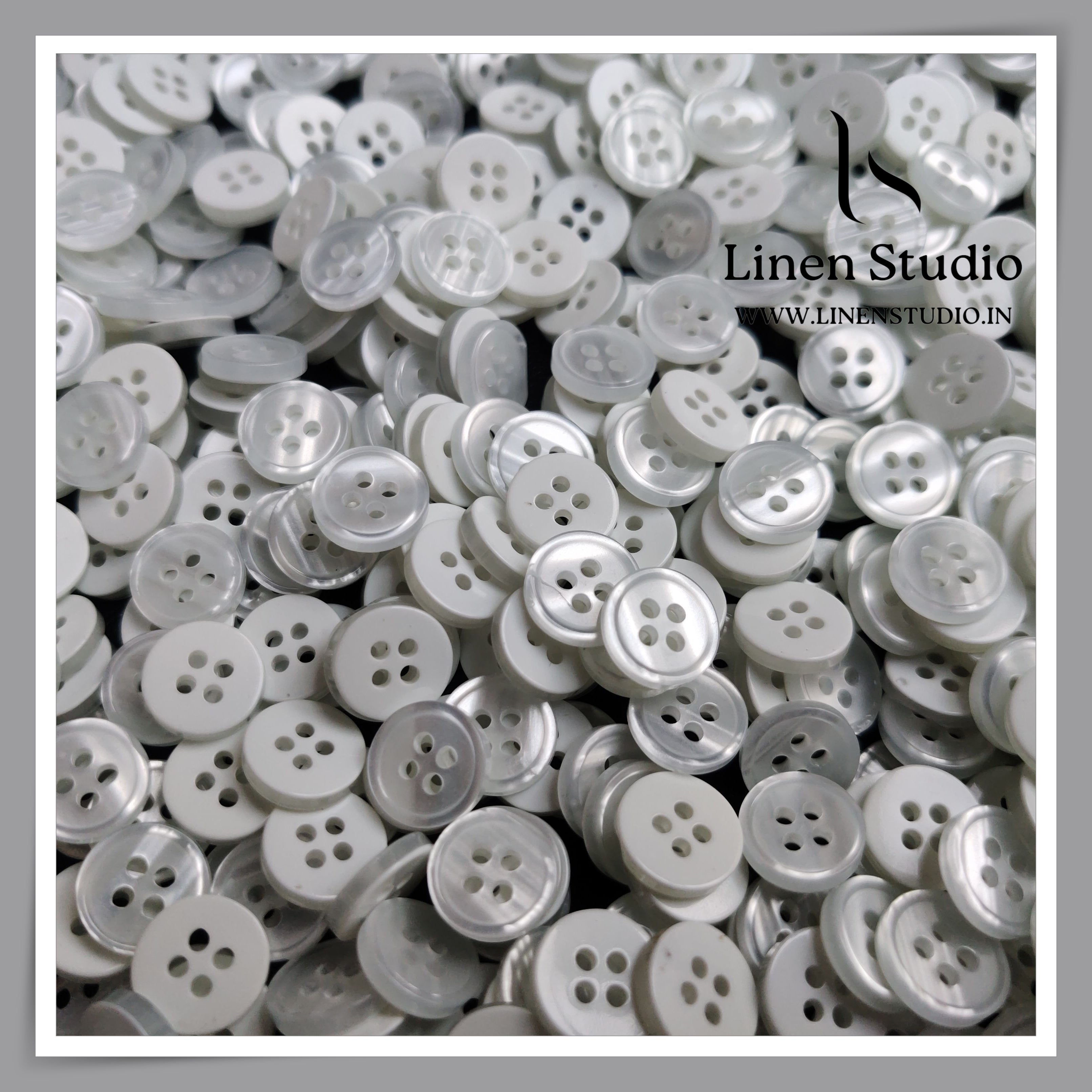Round Rim 4 Hole White Shirt Buttons - P34H – Linen Studio