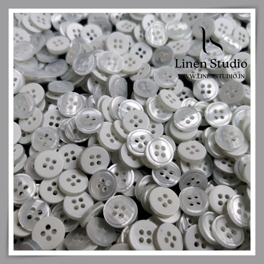 Round Rim 4 Hole White Shirt Buttons - P34H