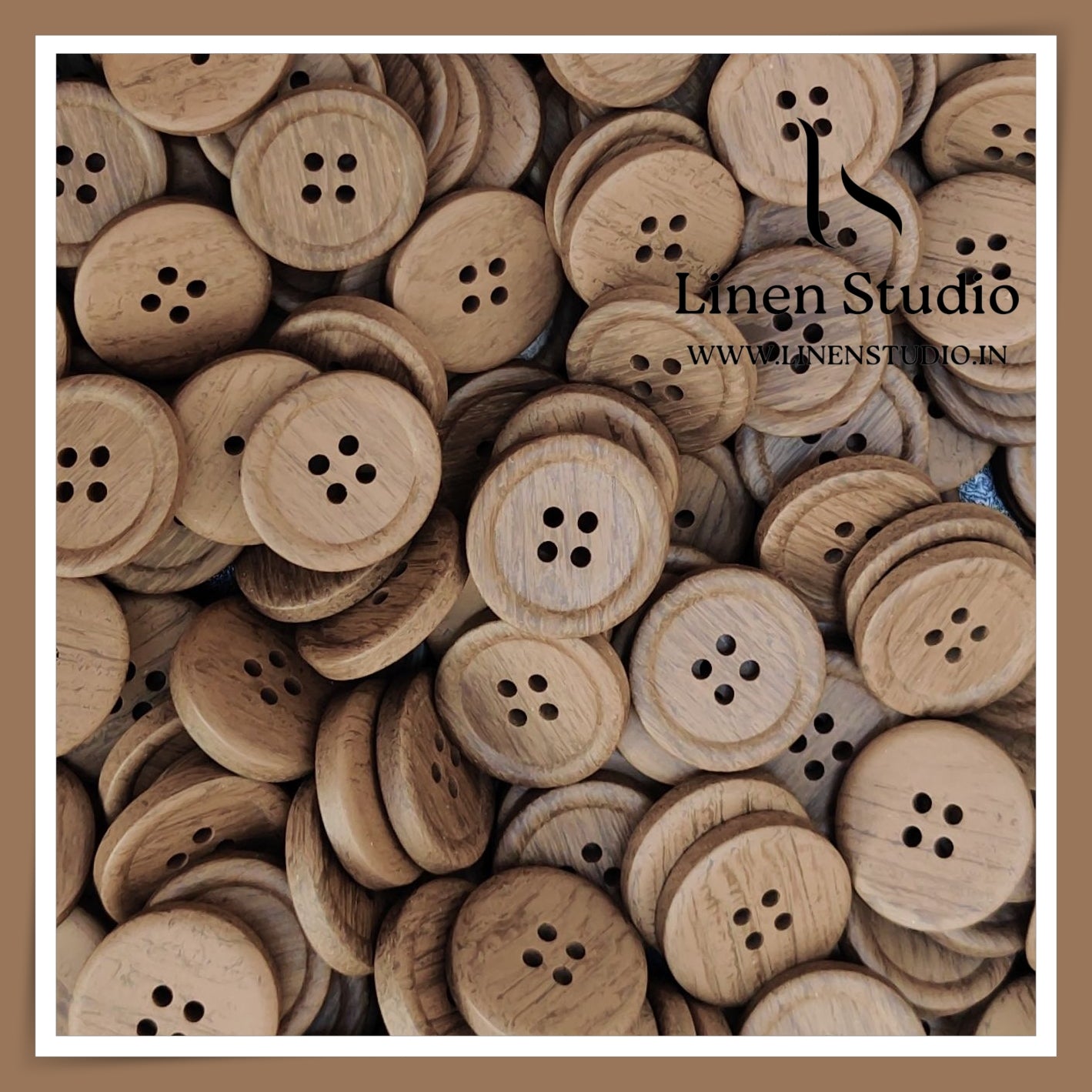 Round Rim 4 Hole Wood Imitation Shirt Buttons - P34H SG003 36L