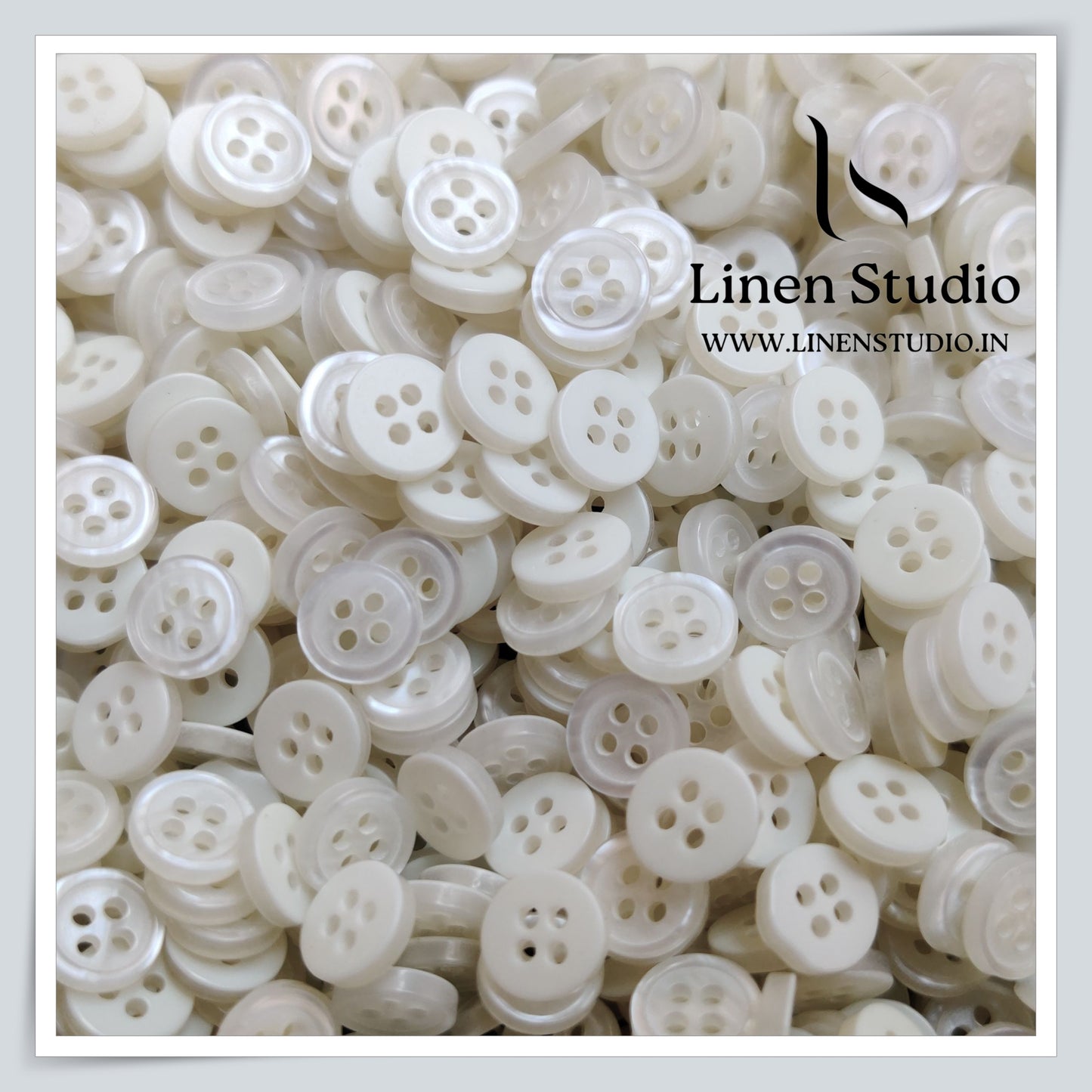 Round Rim 4 Hole White Shirt Buttons - P34H SG009 14L