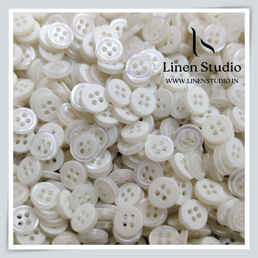 Round Rim 4 Hole White Shirt Buttons - P34H SG009 14L