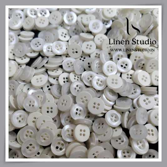 Round Rim 4 Hole White Shirt Buttons - P34H SG010 16L