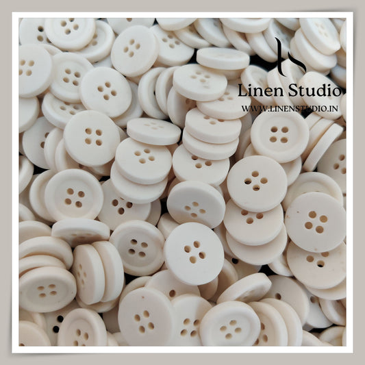 Round Rim 4 Hole Chalk Shirt Buttons - P34H SG017 30L