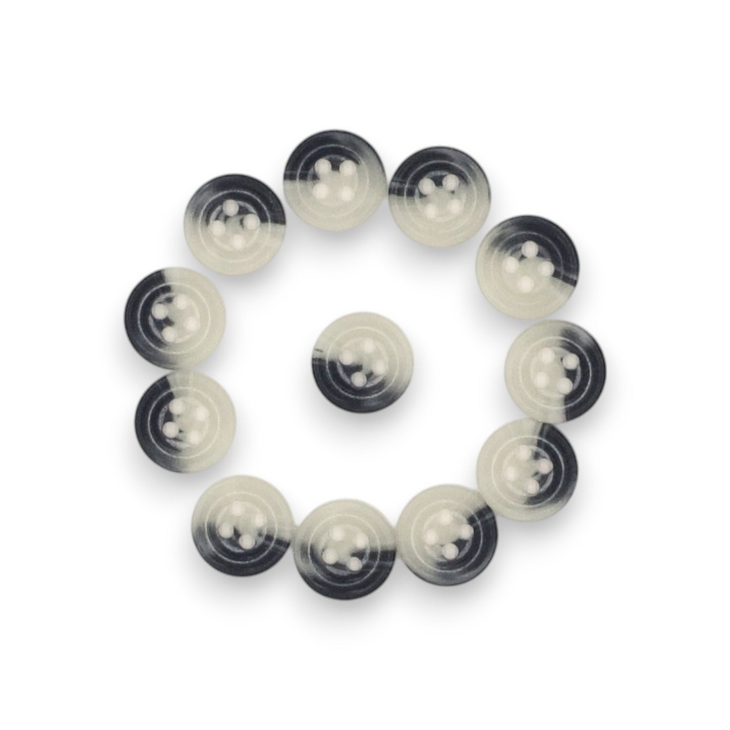 Round Rim 4 Hole Dark Blue with White Dual Colour Fancy Shirt Buttons