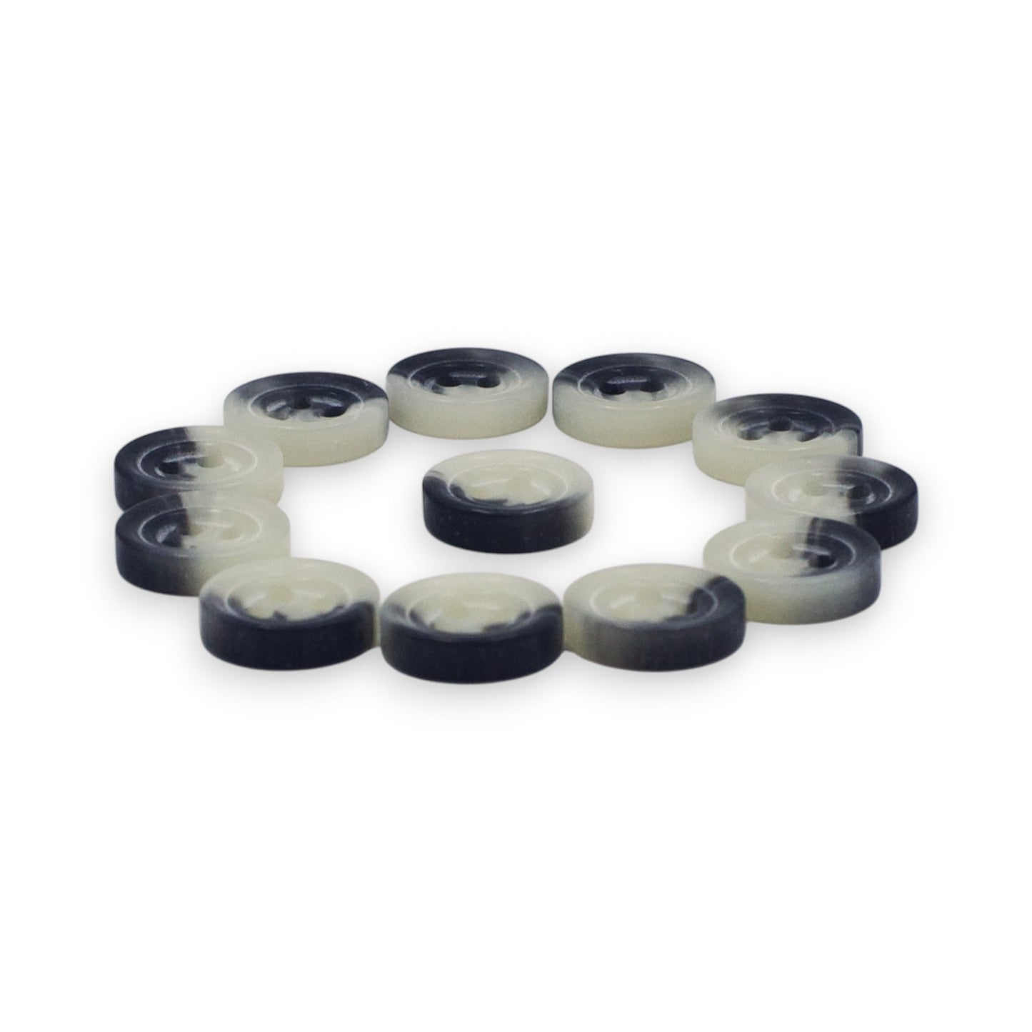 Round Rim 4 Hole Dark Blue with White Dual Colour Fancy Shirt Buttons