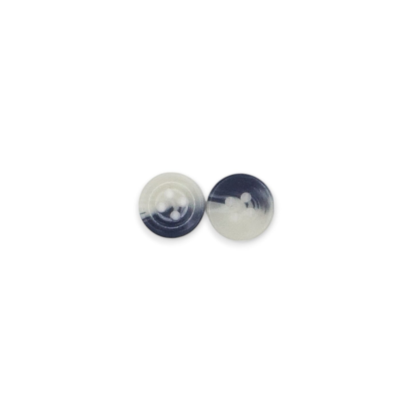 Round Rim 4 Hole Dark Blue with White Dual Colour Fancy Shirt Buttons