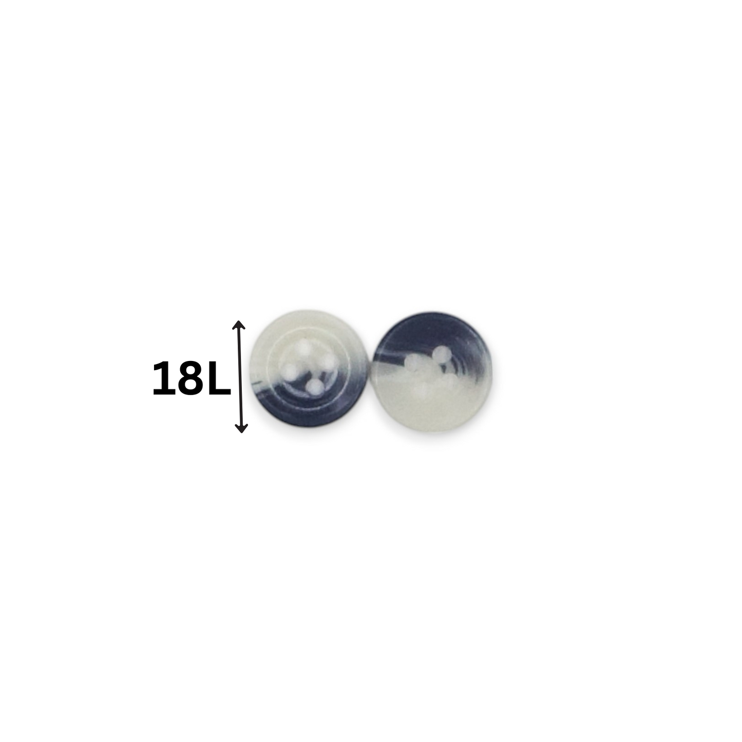 Round Rim 4 Hole Dark Blue with White Dual Colour Fancy Shirt Buttons