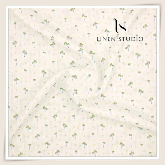 Linen Club 60 Lea Pure Linen Printed Shirting W/O SEL - Hawaii (45% SALE) (NEW)