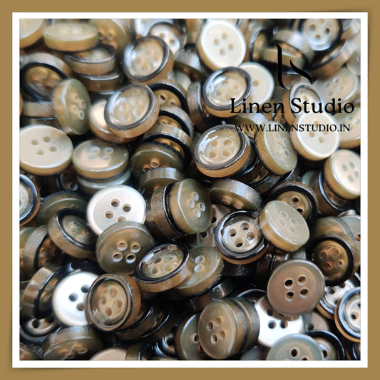 Round Rim 4 Hole Twin Colour Shirt Buttons - P80C 16L(8)